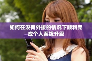 如何在没有外援的情况下顺利完成个人系统升级