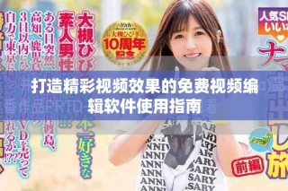 打造精彩视频效果的免费视频编辑软件使用指南