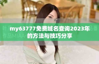my63777免费域名查询2023年的方法与技巧分享