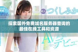 探索国外免费域名服务器查询的最佳在线工具和资源