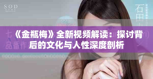 《金瓶梅》全新视频解读：探讨背后的文化与人性深度剖析